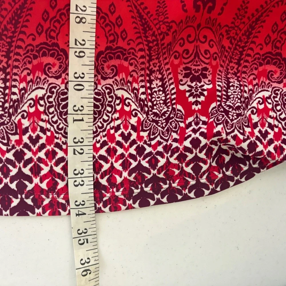 Athleta Purple Red Ombre‎ Paisley Geometric Strappy Shelf Bra Swim Dress XXS